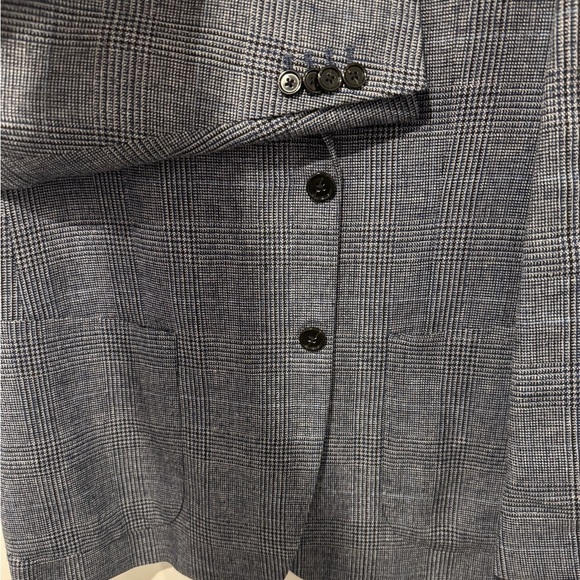 Banana Republic Blue Linen Plaid Blazer - Picture 2 of 6